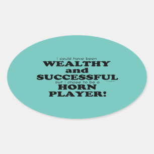 Horn Wealthy & Successful Oval Sticker