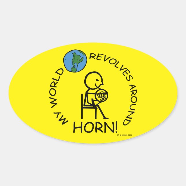 Horn - World Revolves Around Oval Sticker (Front)