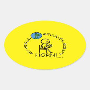 Horn - World Revolves Around Oval Sticker