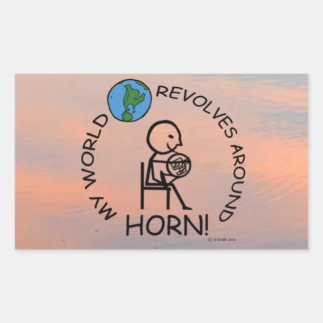 Horn - World Revolves Around Rectangular Sticker (Front)