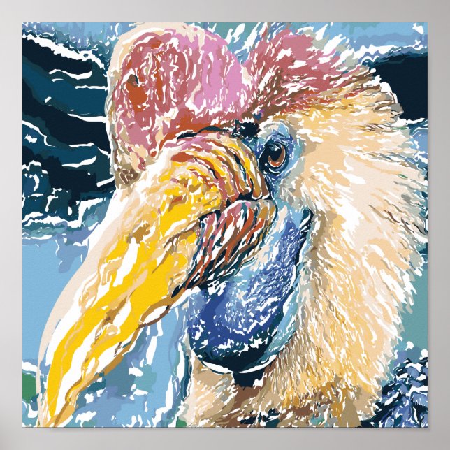 Hornbill Tropical Bird Abstract Art Small Poster (Front)