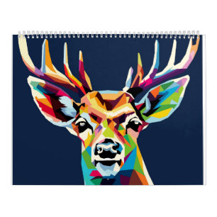 Horned deer pop art calendar