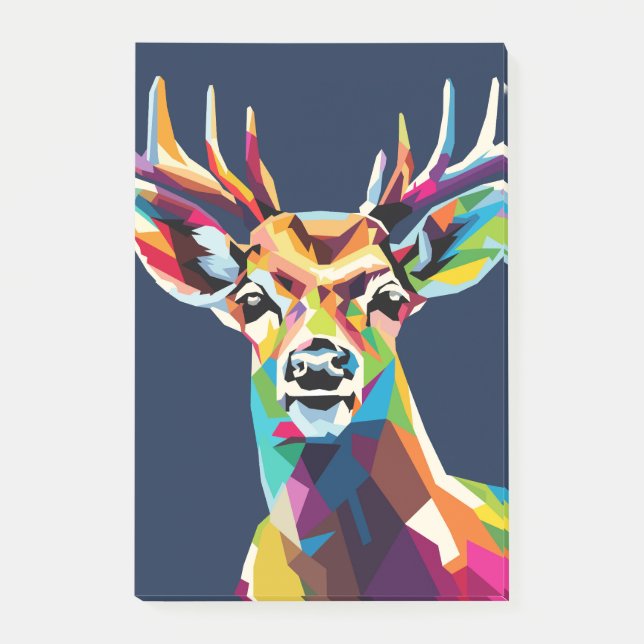 Horned deer pop art post-it notes (Front)