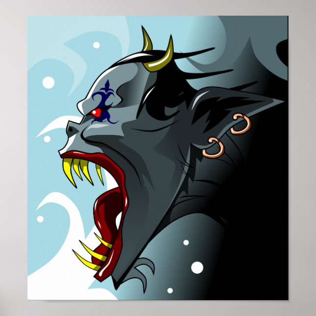 Horned demon head poster (Front)