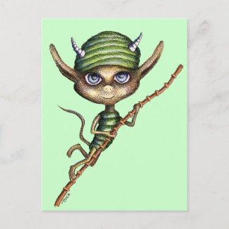 Horned Elf on Bamboo Branch Postcard