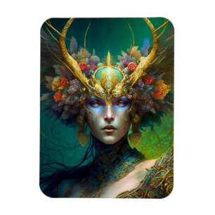 Horned Elf Woman Fantasy Art Magnet