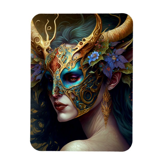 Horned Elf Woman Fantasy Art Magnet (Vertical)