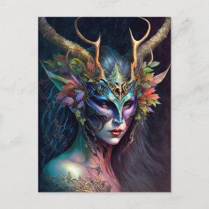 Horned Elf Woman Fantasy Art Postcard