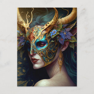 Horned Elf Woman Fantasy Art Postcard