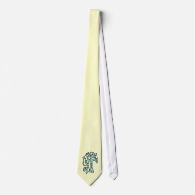 Horned figure copper tie (Front)