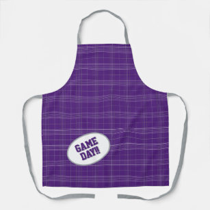 Horned Frog Purple Plaid Pattern Game Day Apron