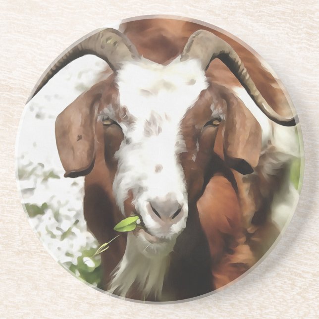 Horned Goat Grazing Coaster (Front)
