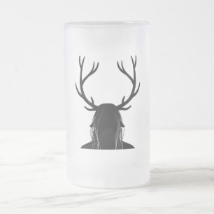 Horned God Frosted Glass Beer Mug