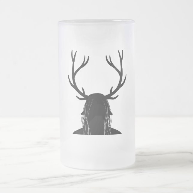 Horned God Frosted Glass Beer Mug (Center)