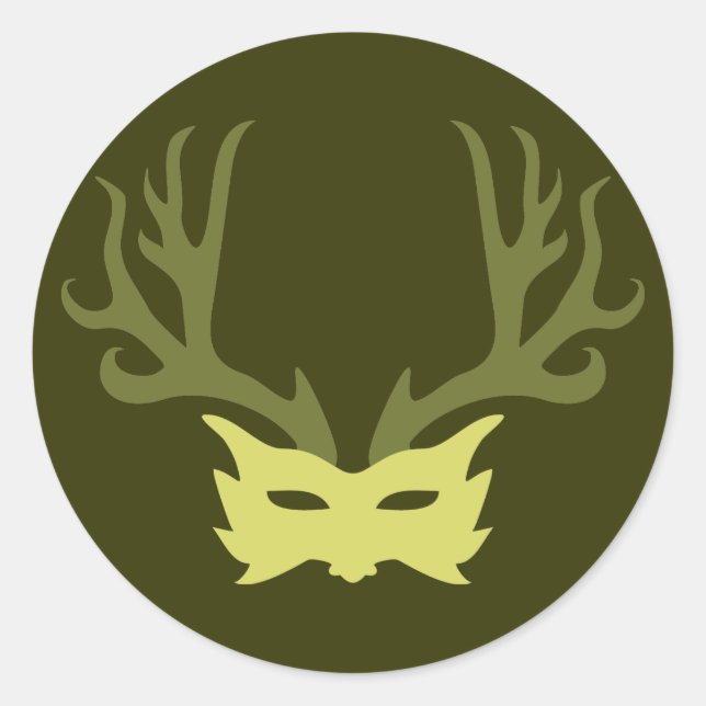 Horned God Mask Classic Round Sticker (Front)
