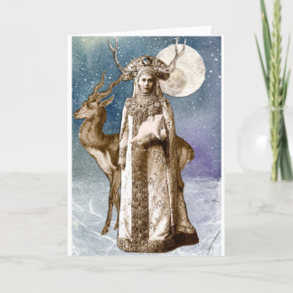 Horned Goddess Solstice Greetings Card