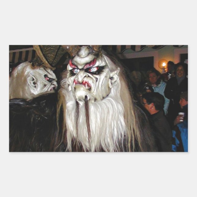 Horned Japanese Devil Mask Rectangular Sticker (Front)