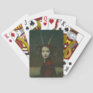 Horned Lady In Red Playing Cards