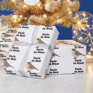 Horned Lark Early To Bed Early To Rise Bird Quote Wrapping Paper