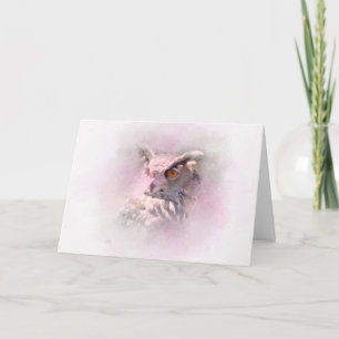 Horned Owl Wildlife Art Card