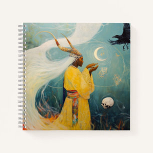 Horned Priestess Moon Occult Dark Witchy AI Art Notebook