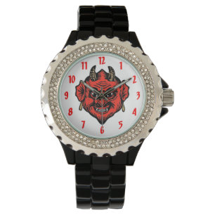 Horned Red Satan Devil Face Watch
