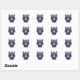 Horned Skull &Owl Sugar Skull, day of the dead owl Classic Round Sticker