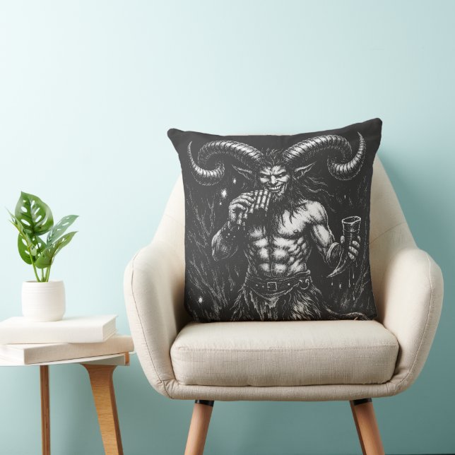 Horned Winter Satyr — by BurnsInHell Cushion (Chair)