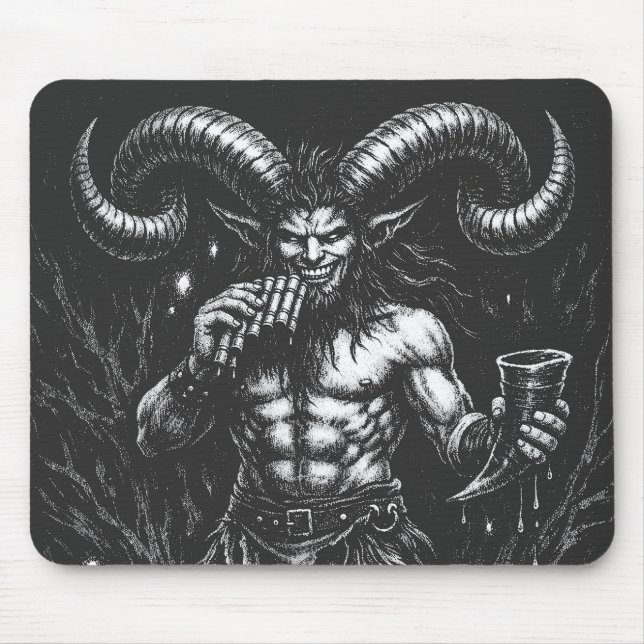 Horned Winter Satyr — by BurnsInHell Mouse Mat (Front)