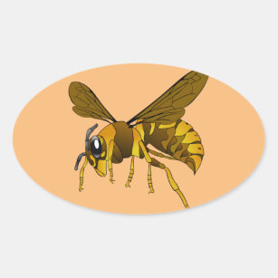 hornet wasp insect bee brown oval sticker
