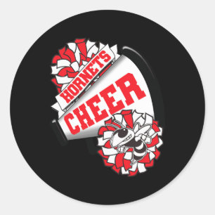 Hornets Cheer Ck To School Cheerleading Spirit Red Classic Round Sticker