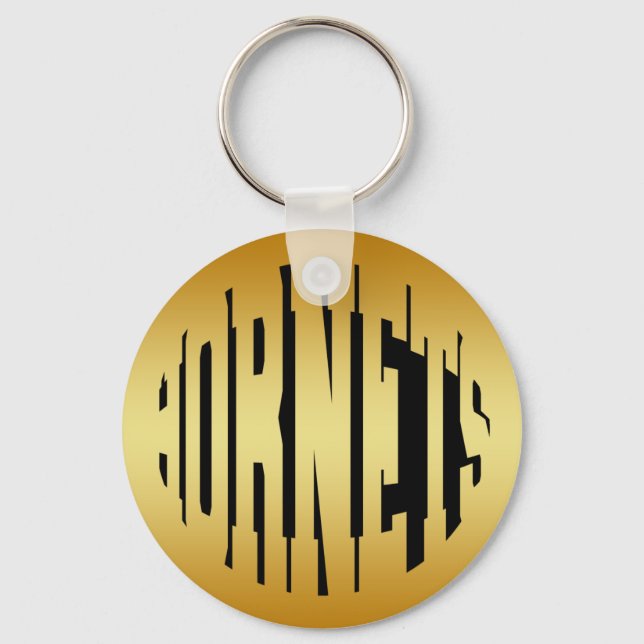 HORNETS - GOLD TEXT KEY RING (Front)