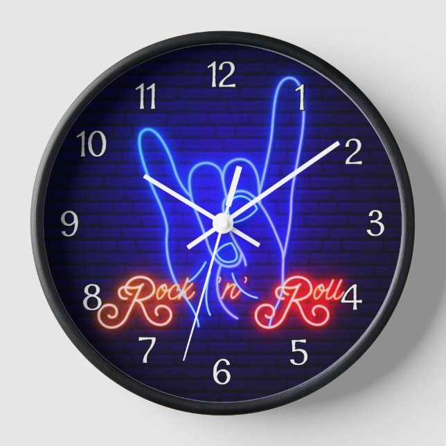 Horns Up Rock 'n Roll Clock (Front)