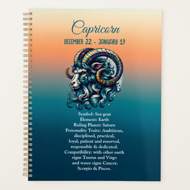 Horoscope Astrological Sign Capricorn  Planner (Front)