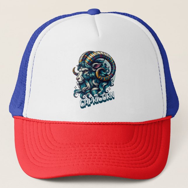 Horoscope Astrological Sign Capricorn Trucker Hat (Front)