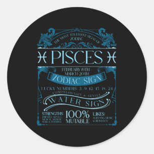 Horoscope Astrology Pisces Zodiac Astronomers Classic Round Sticker