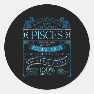Horoscope Astrology Pisces Zodiac Astronomers Classic Round Sticker
