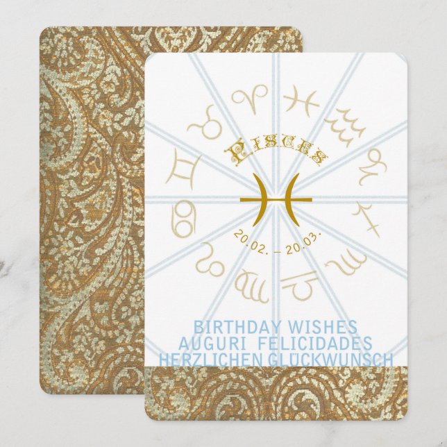 HOROSCOPE ~ Birthday Invite - Pisces (Front/Back)