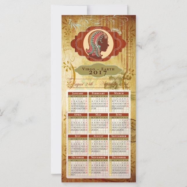 Horoscope Calendar Card 2017 ~ Virgo (Front)
