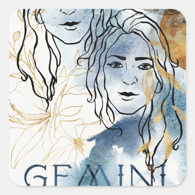 Horoscope Gemini twins birthday zodiac astrology Square Sticker (Front)