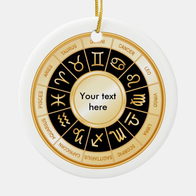 Horoscope Mandala Ceramic Tree Decoration (Front)