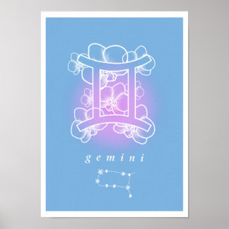 Horoscope poster with birth flowers - Gemini