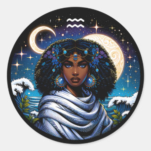 Horoscope Sign Aquarius Symbol Classic Round Sticker