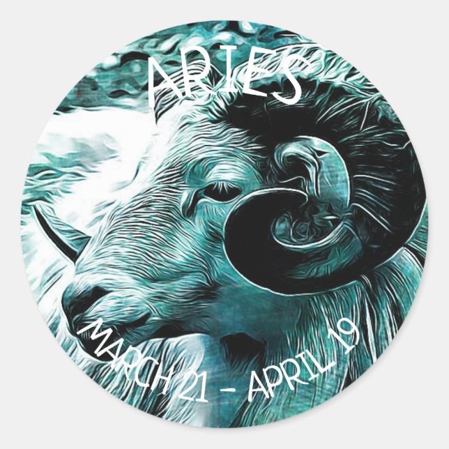 Horoscope sign Aries Classic Round Sticker (Front)