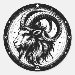 Horoscope Sign Capricorn Goat Symbol Classic Round Sticker