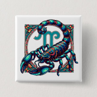 Horoscope Sign Scorpio | Blue Scorpion 15 Cm Square Badge