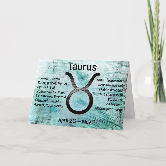 Horoscope Sign Taurus Bull Happy Birthday Card (Front)