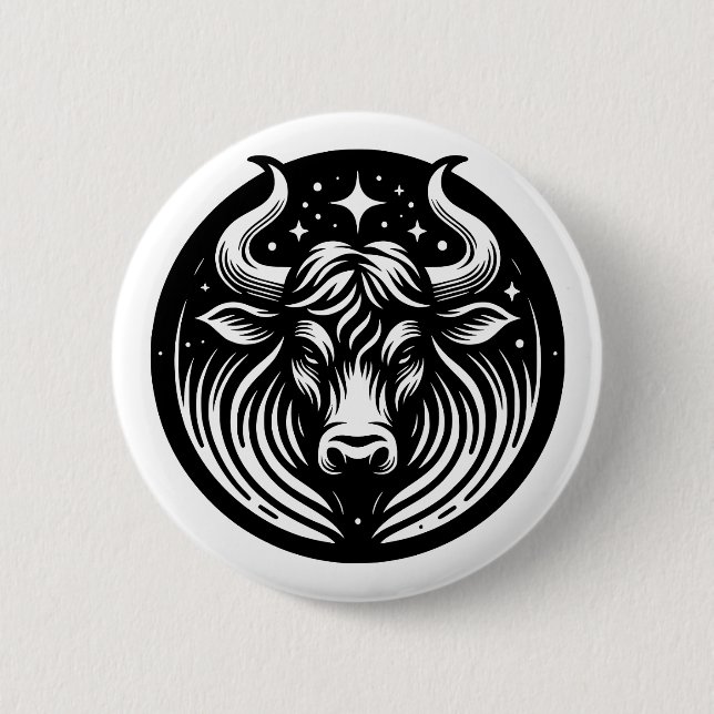 Horoscope Sign Taurus Bull Symbol  6 Cm Round Badge (Front)