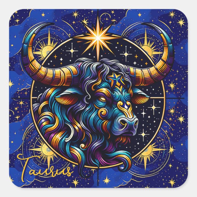 Horoscope Sign Taurus Zodiac Astrology Square Sticker (Front)