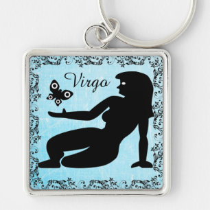 Horoscope Sign Virgo Blue Key Chain Charm